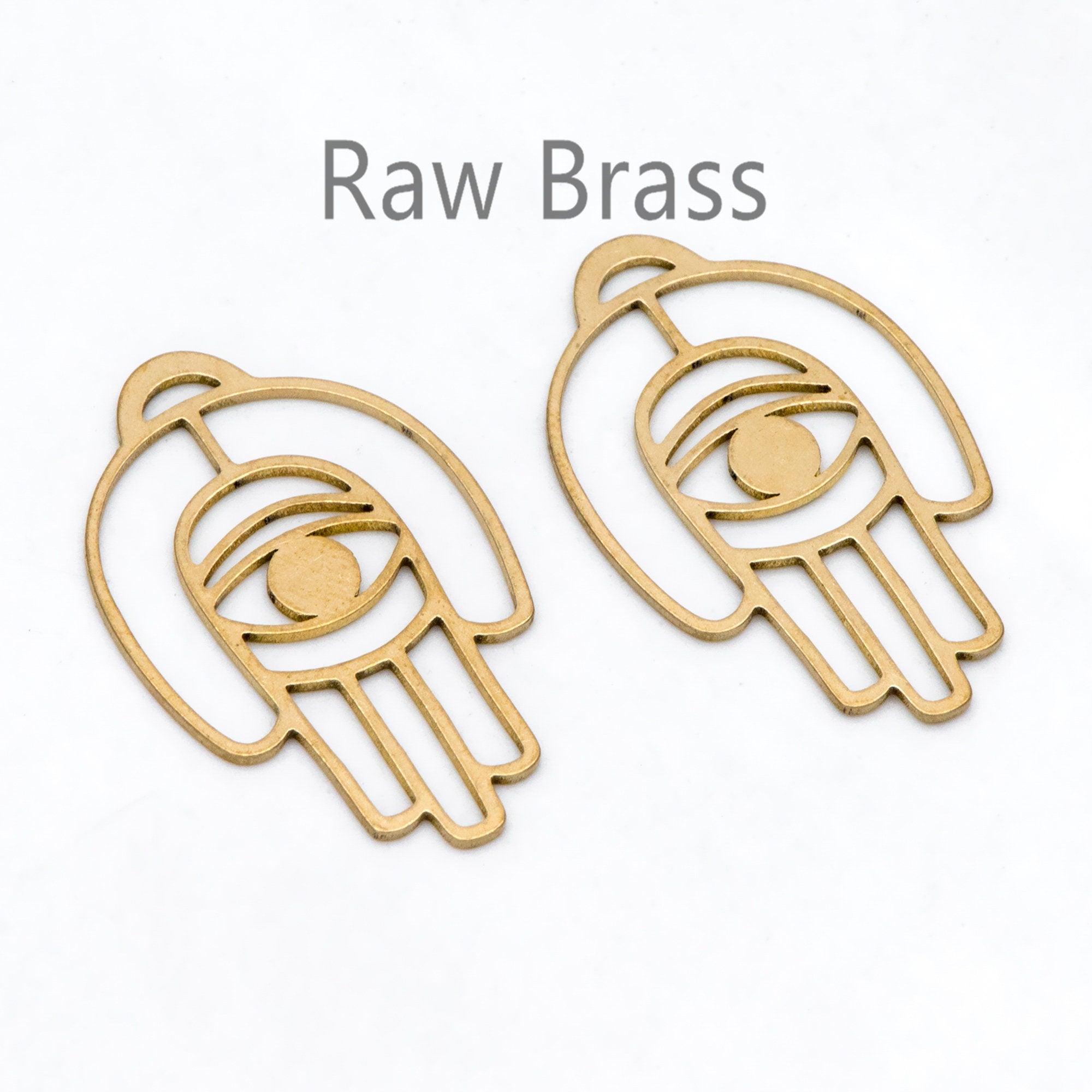 10pcs Raw Brass Hamsa Hand Charm Pendants 30x18mm, Brass Findings Wholesale (RB-275)